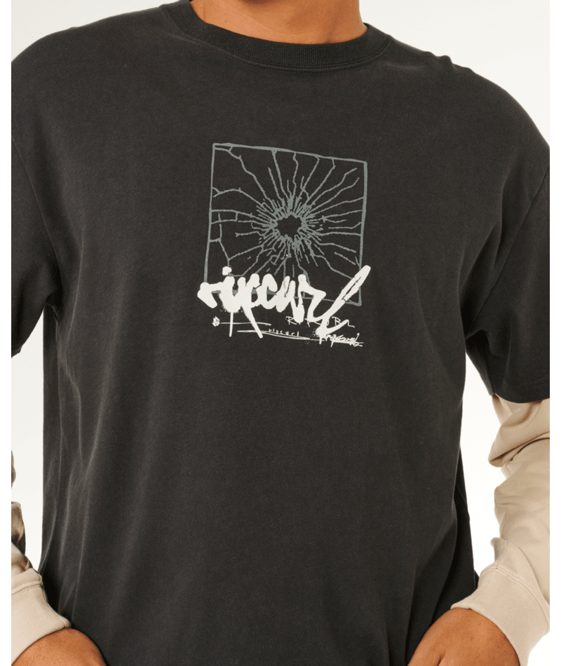 Rip Curl Inner Visions Smashed L/S Tee in WASHED BLACK