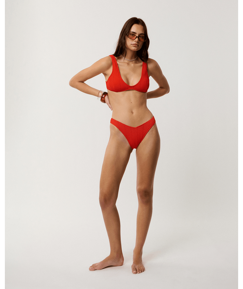 Rip Curl Vibe Surf High Cheeky in RED