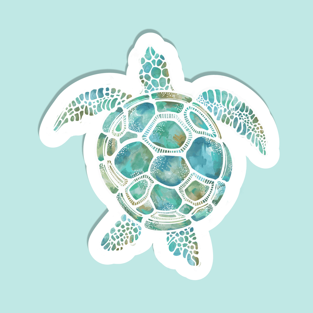 Trevena & Co Sea Turtle Watercolour Vinyl Sticker in Single