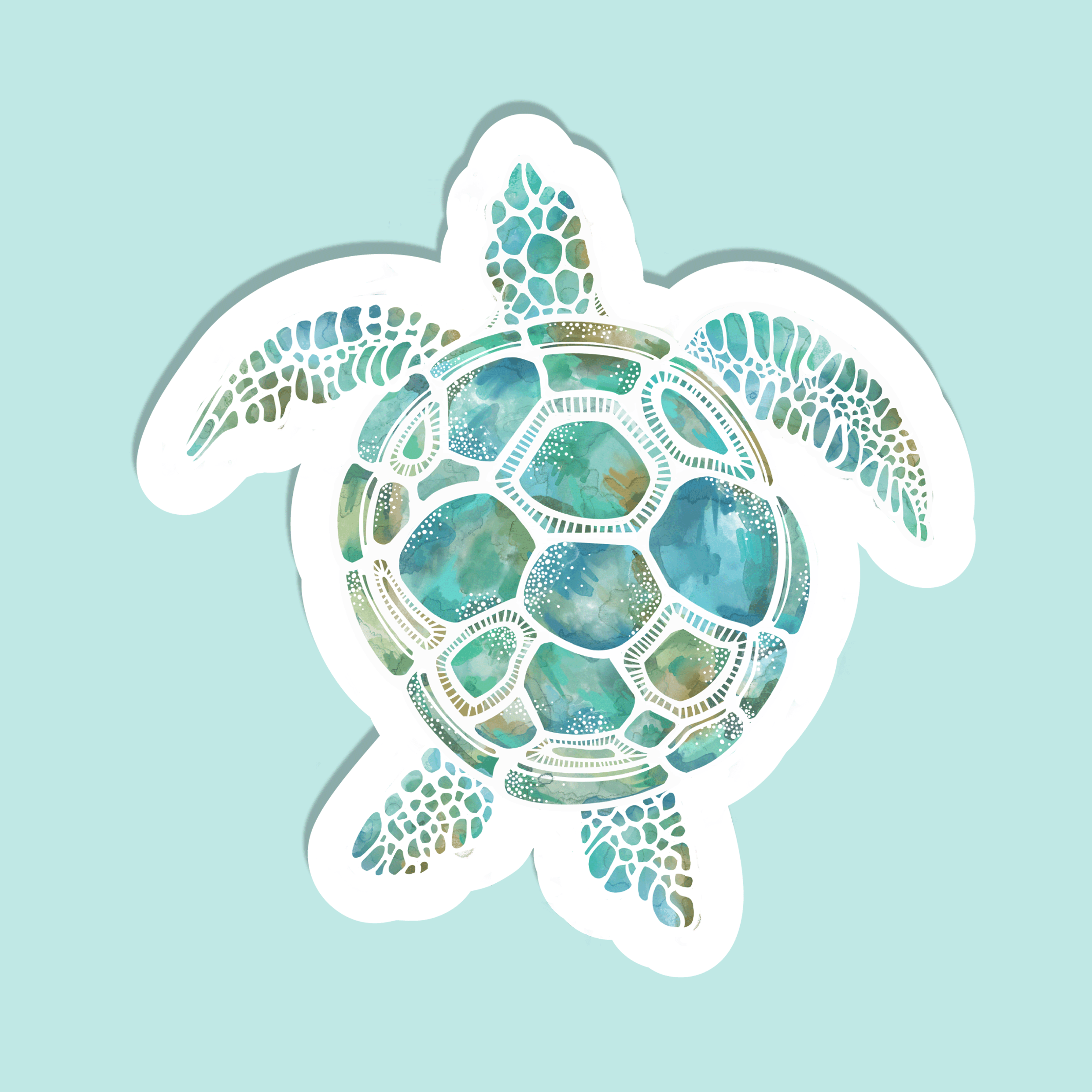 Trevena & Co Sea Turtle Watercolour Vinyl Sticker in Single