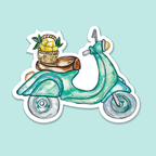 Vespa Motor Bike Watercolour Vinyl Sticker