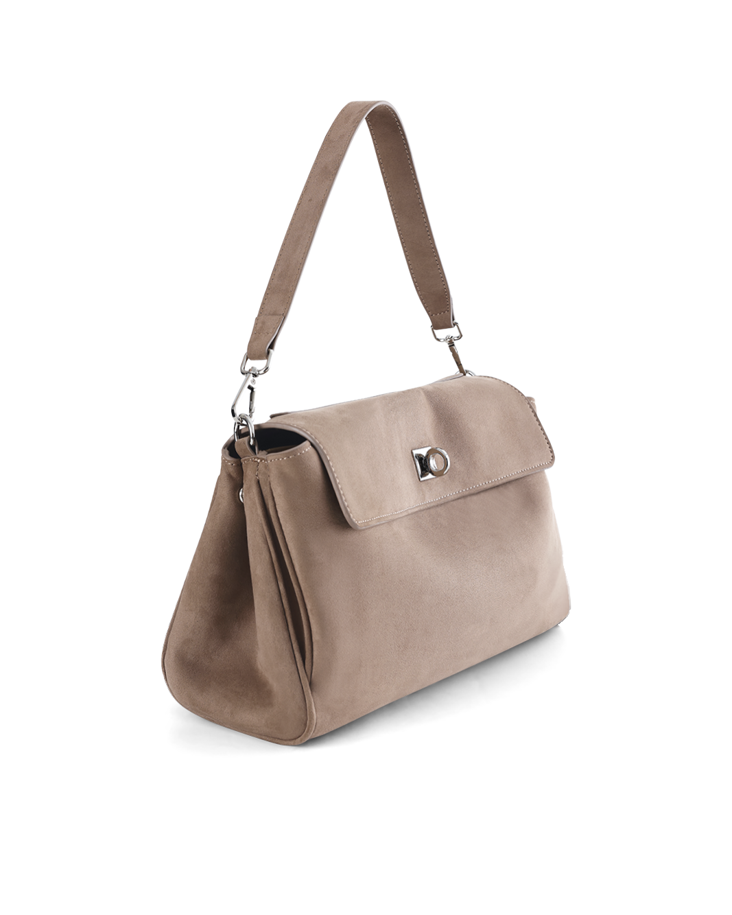 Billini VELA SHOULDER BAG in FOSSIL SUEDE-SILVER