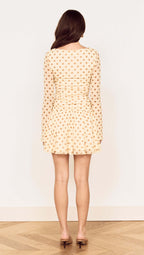 Minkpink Butter Yellow Polka Dot Mini Dress with Drop Waist in Butter Spot