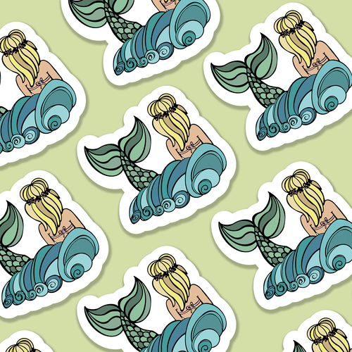 Trevena & Co Mermaid Illustration Vinyl Sticker in Single