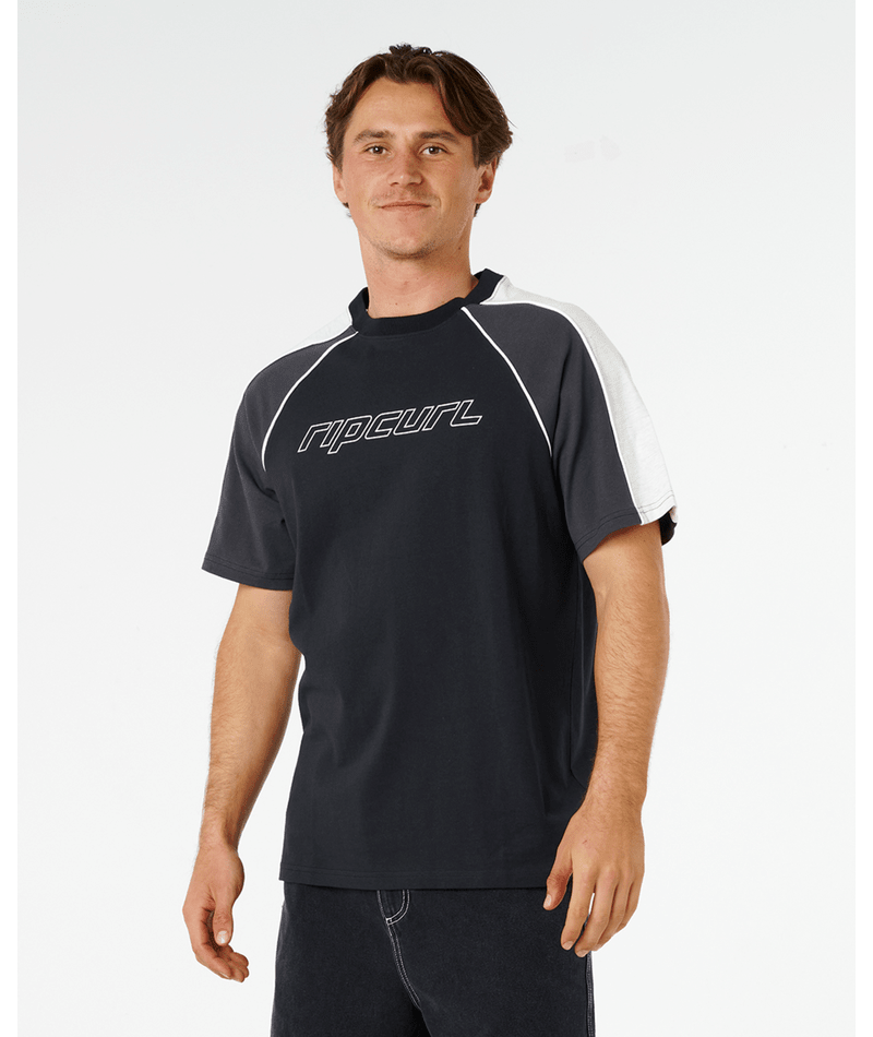 Rip Curl Panel Beater Tee in BLACK