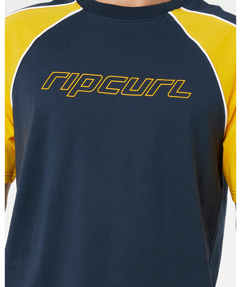 Rip Curl Panel Beater Tee in NAVY/YELLOW
