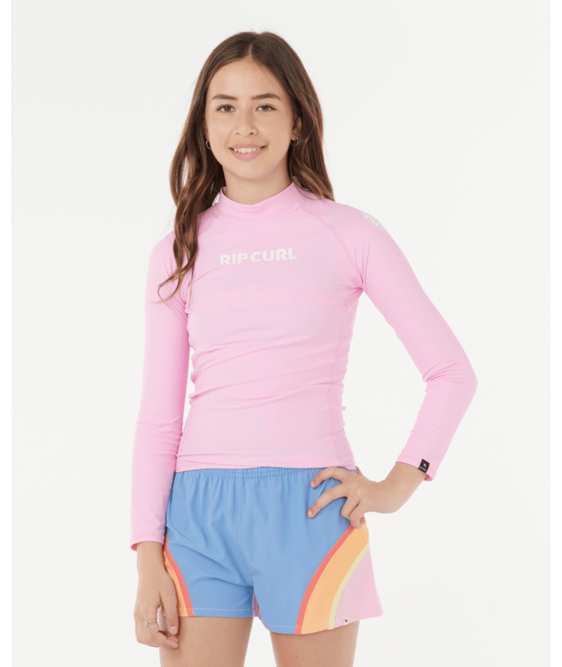 Rip Curl Classic Surf Ls Rash Vest-Girl in PINK