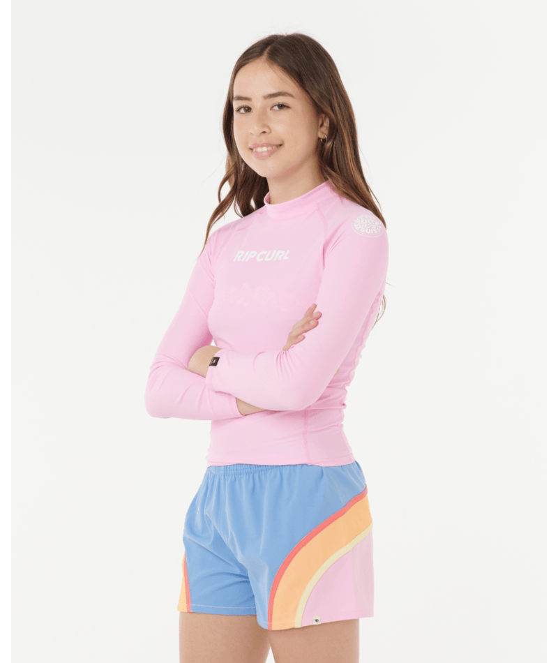 Rip Curl Classic Surf Ls Rash Vest-Girl in PINK