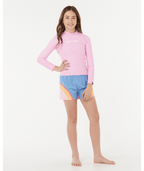 Rip Curl Classic Surf Ls Rash Vest-Girl in PINK