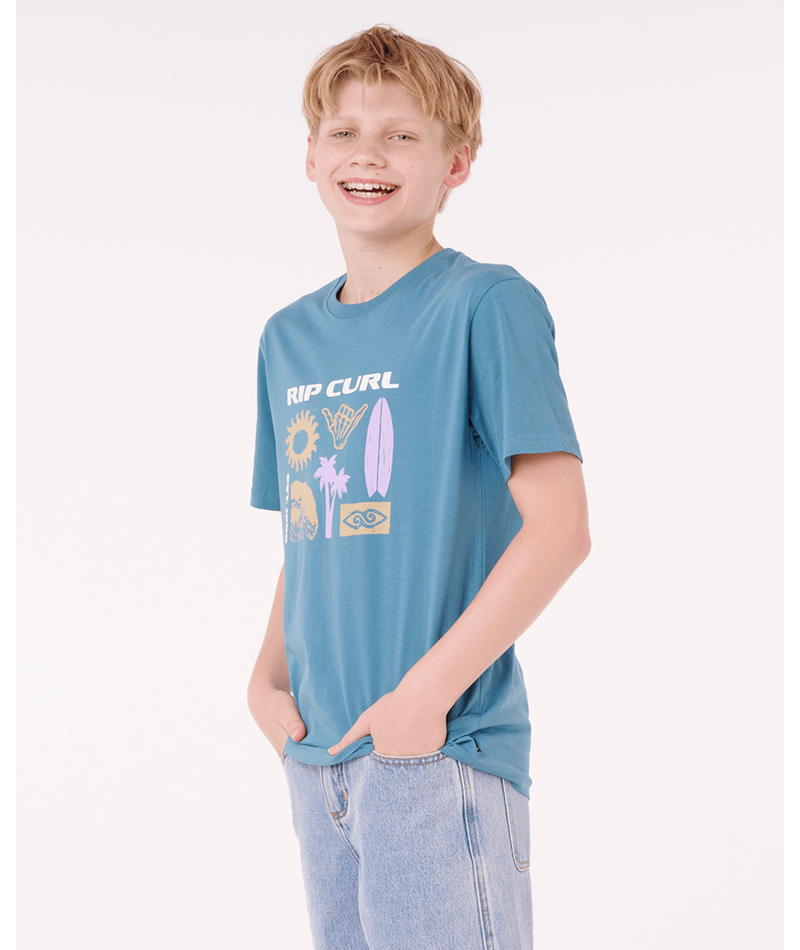 Rip Curl Island Paradiso Logo Tee -Boy in STORM BLUE