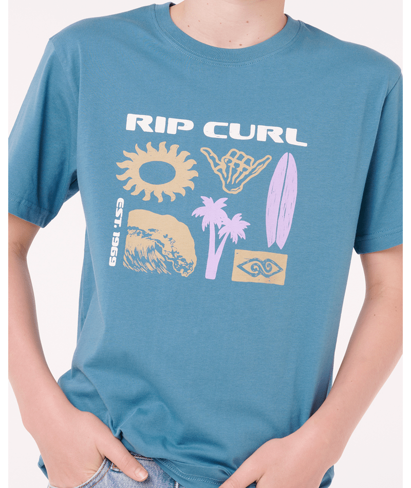 Rip Curl Island Paradiso Logo Tee -Boy in STORM BLUE