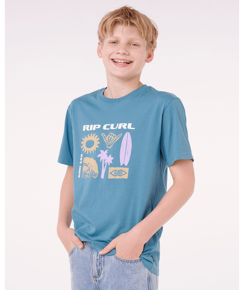 Rip Curl Island Paradiso Logo Tee -Boy in STORM BLUE