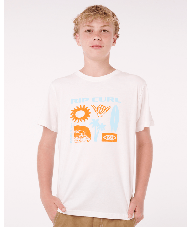 Rip Curl Island Paradiso Logo Tee -Boy in BONE