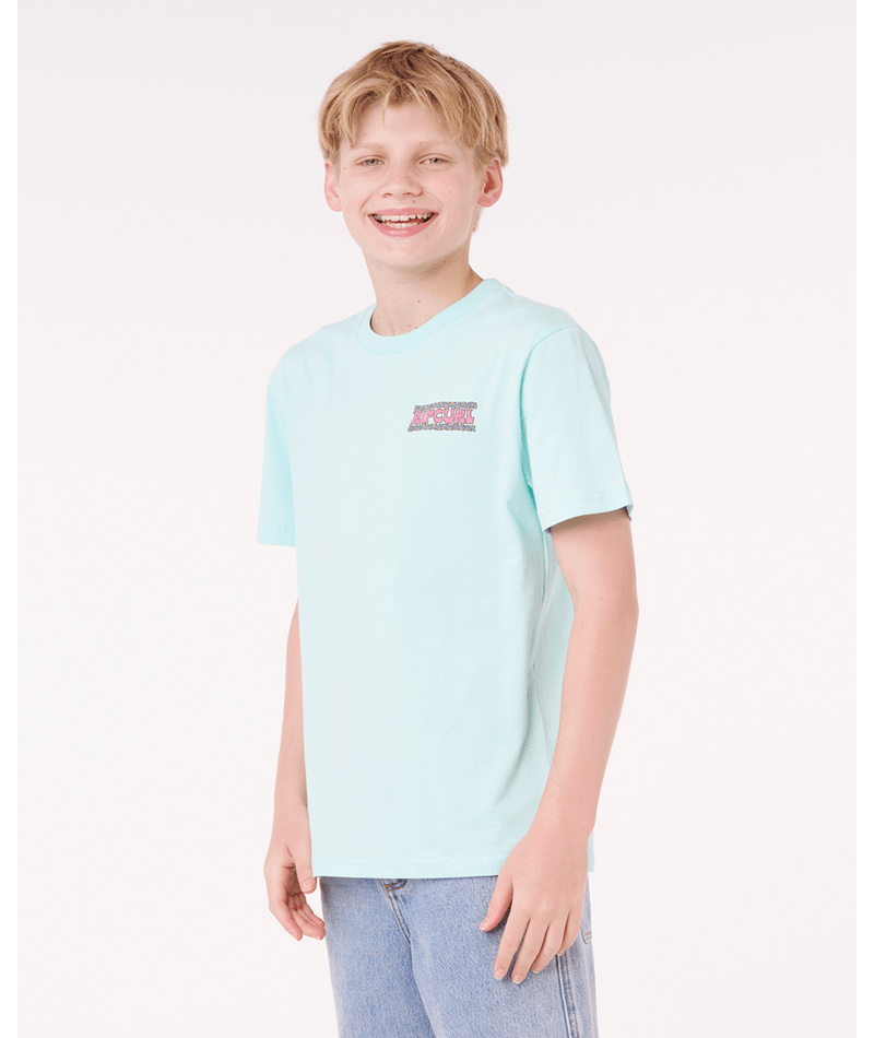 Rip Curl Shredding Tee-Boy in LIGHT AQUA