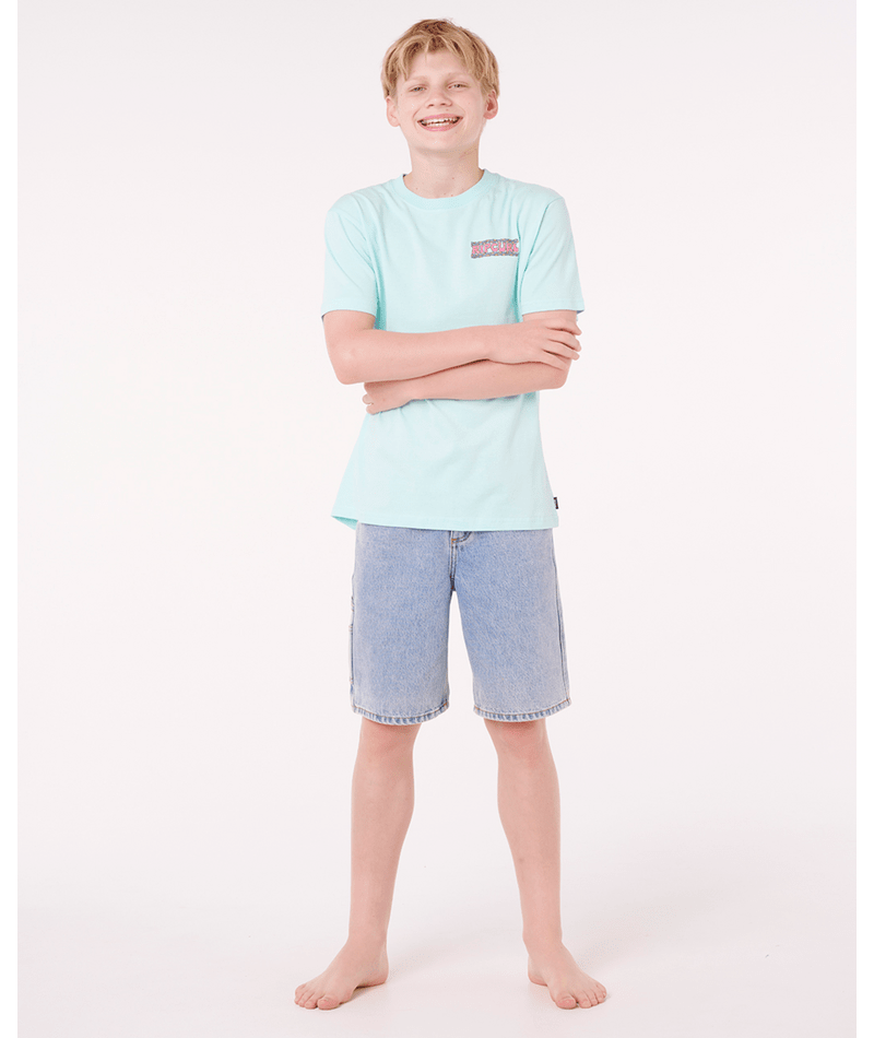 Rip Curl Shredding Tee-Boy in LIGHT AQUA