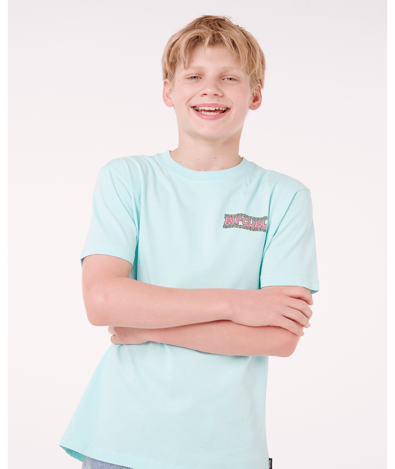 Rip Curl Shredding Tee-Boy in LIGHT AQUA