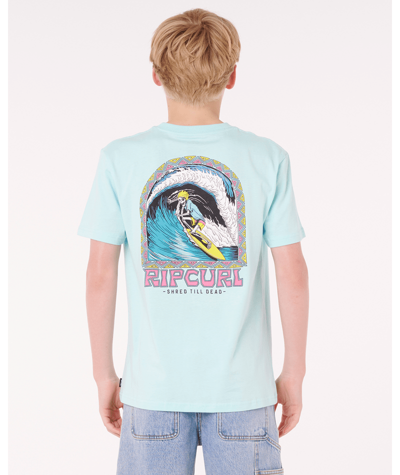 Rip Curl Shredding Tee-Boy in LIGHT AQUA