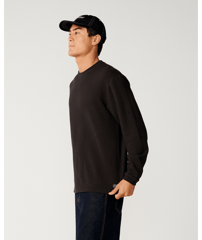 Rip Curl Premium Surf Waffle L/S  Tee in WASHED BLACK