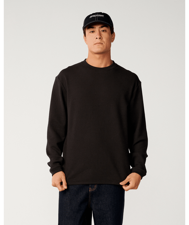 Rip Curl Premium Surf Waffle L/S  Tee in WASHED BLACK