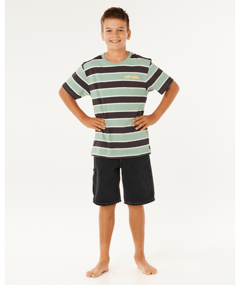 Rip Curl Eternal Shred Stripe Tee-Boy in ALOE