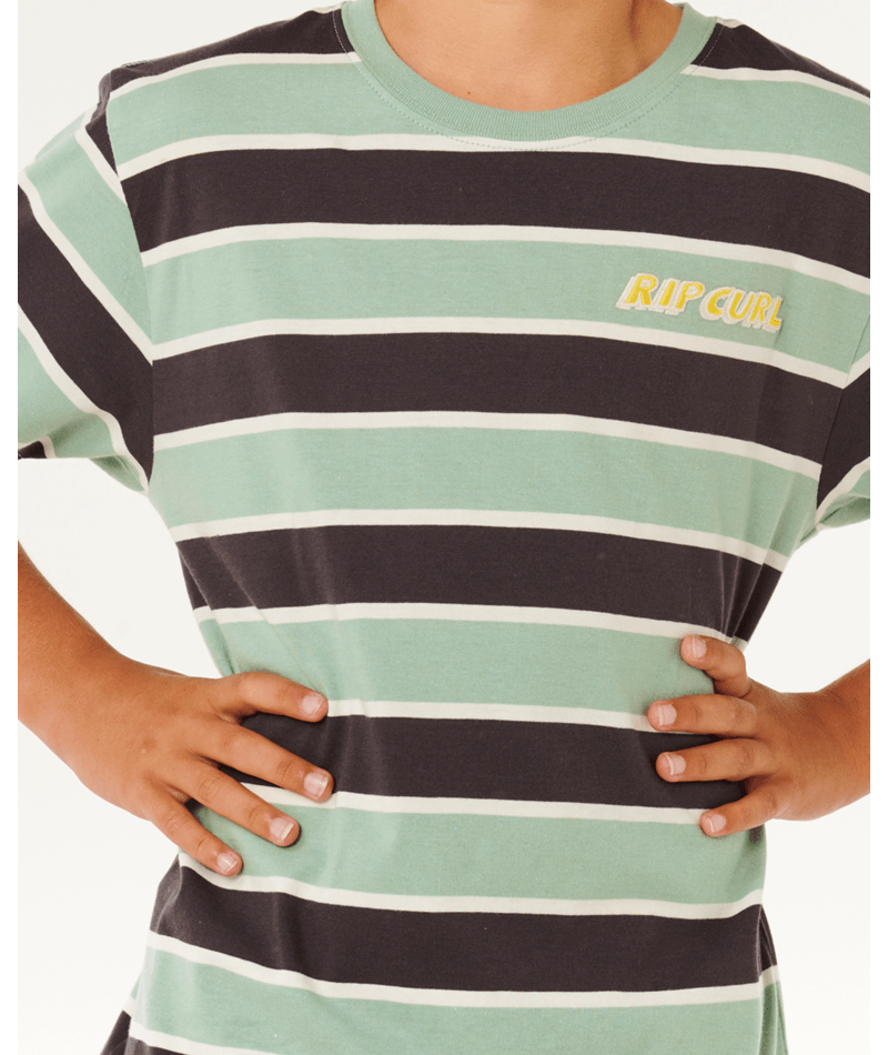 Rip Curl Eternal Shred Stripe Tee-Boy in ALOE