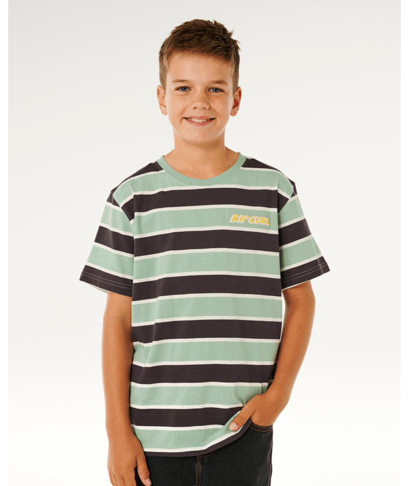Rip Curl Eternal Shred Stripe Tee-Boy in ALOE