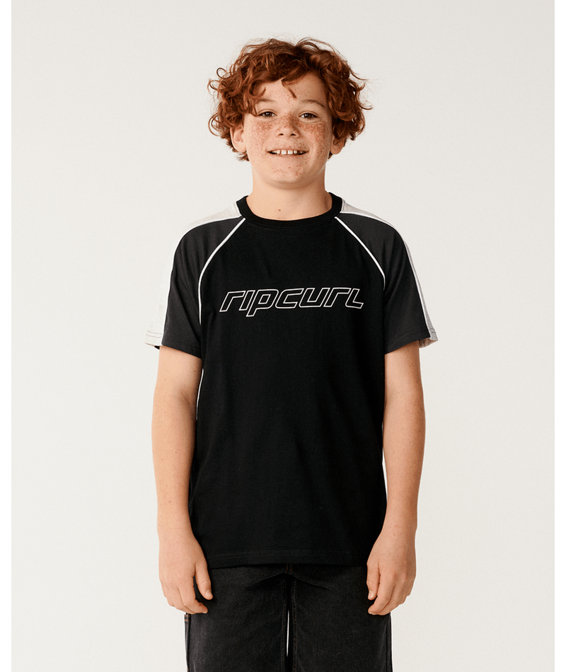 Rip Curl Panel Beater Tee-Boy in BLACK