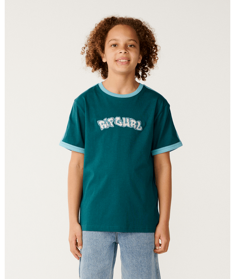 Rip Curl Surf Shack Logo Tee-Boy in BLUE GREEN