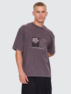 Thrills Co Natural Occurence Oversize Box Crop Tee - Purple Black Marble in Purple Black Marble