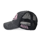 Von Dutch Distressed Trucker Hat Black Pink in Black-Pink