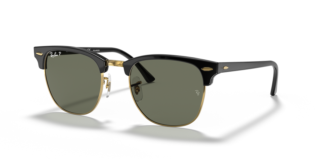 Ray-Ban® CLUBMASTER BLACK G-15 GREEN in Black & Gold