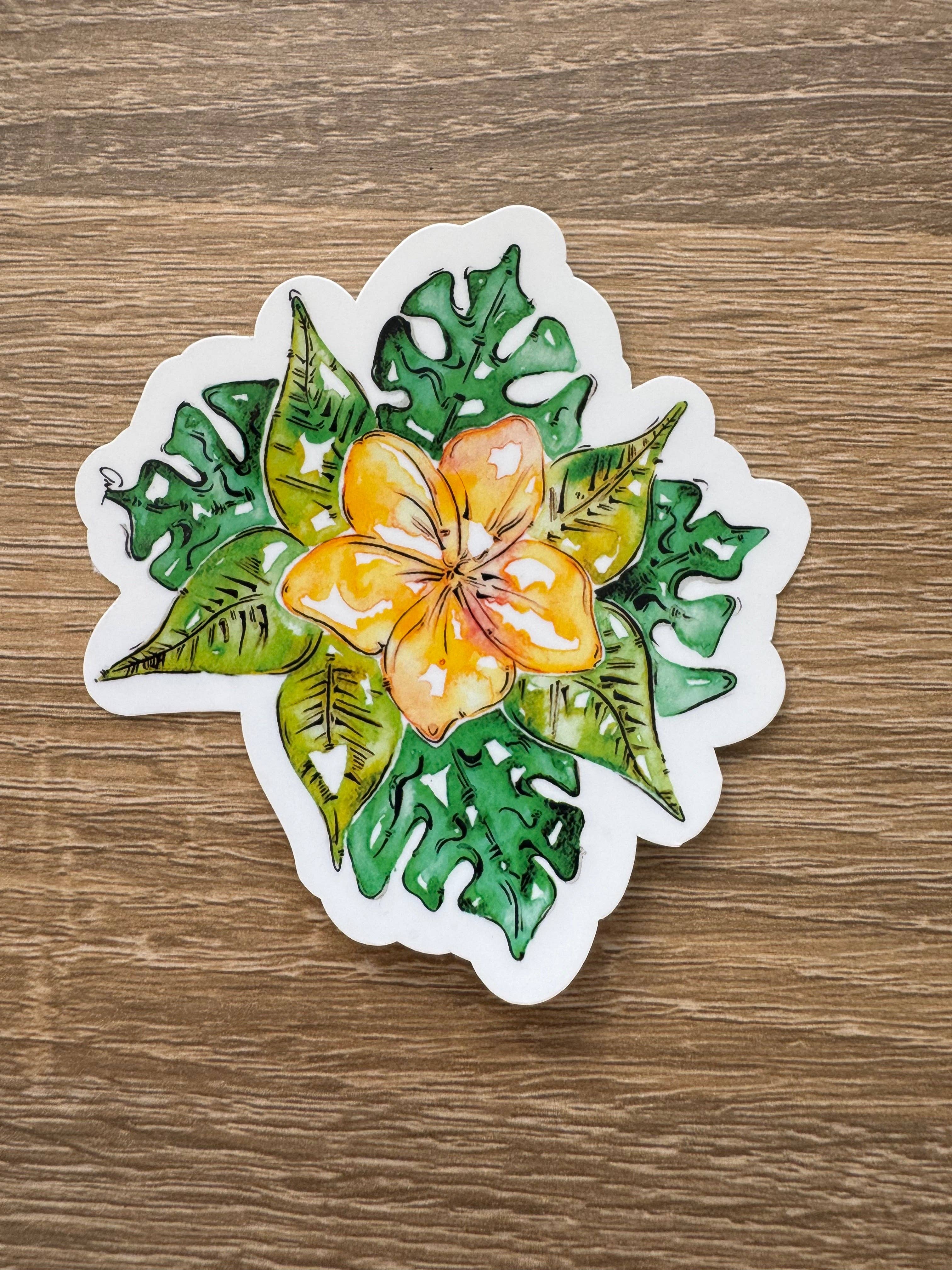 Trevena & Co Franjipani Flower Watercolour Vinyl Sticker in Single