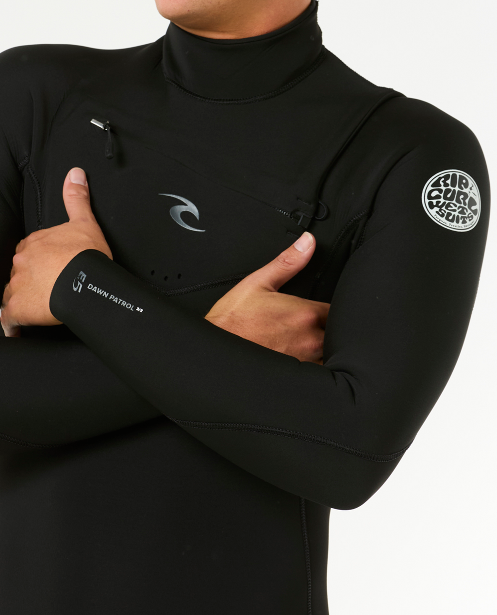 Rip Curl Mens Dawn Patrol 3/2 Chest Zip Wetsuit in Black