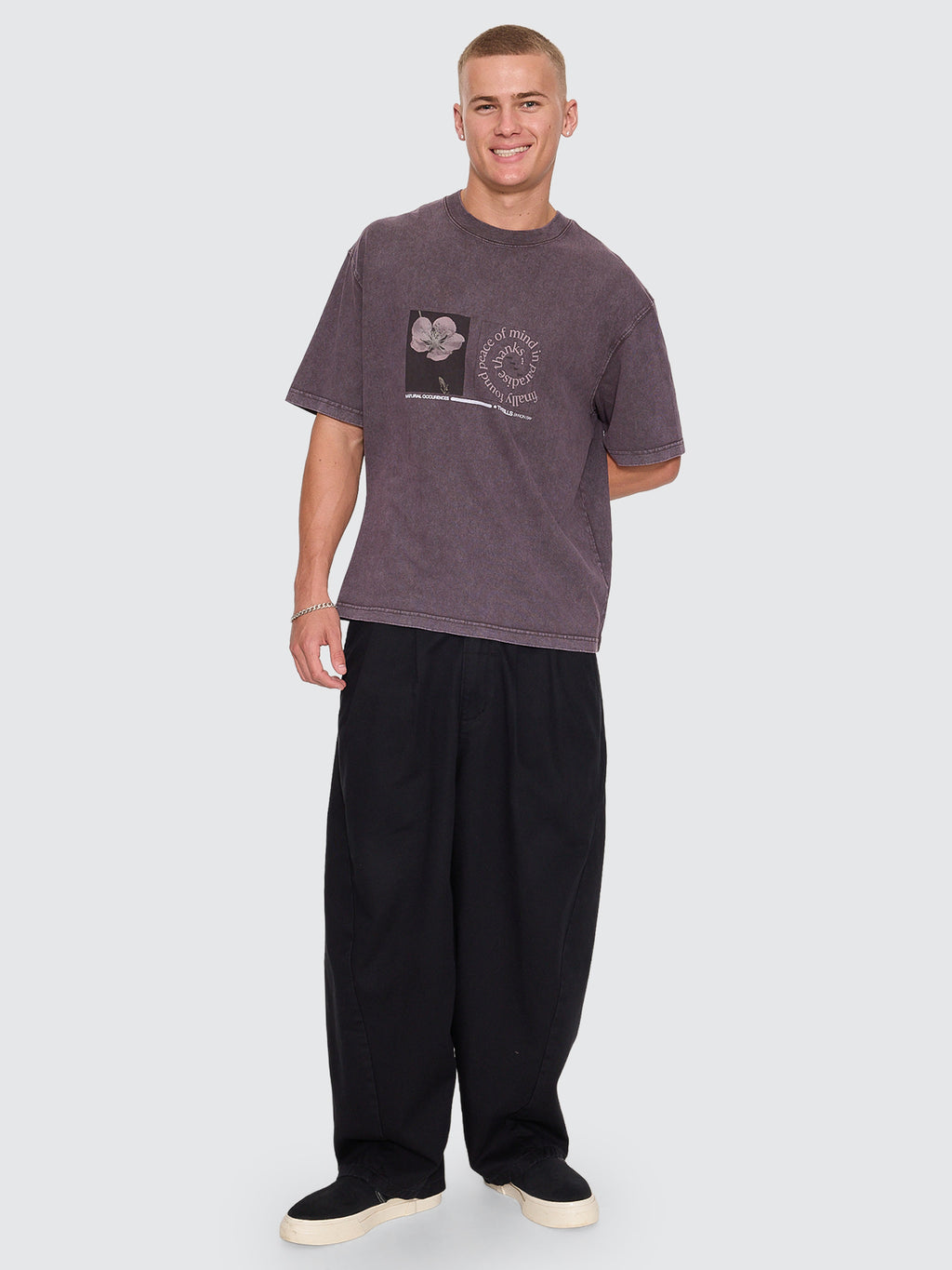 Thrills Co Natural Occurence Oversize Box Crop Tee - Purple Black Marble in Purple Black Marble