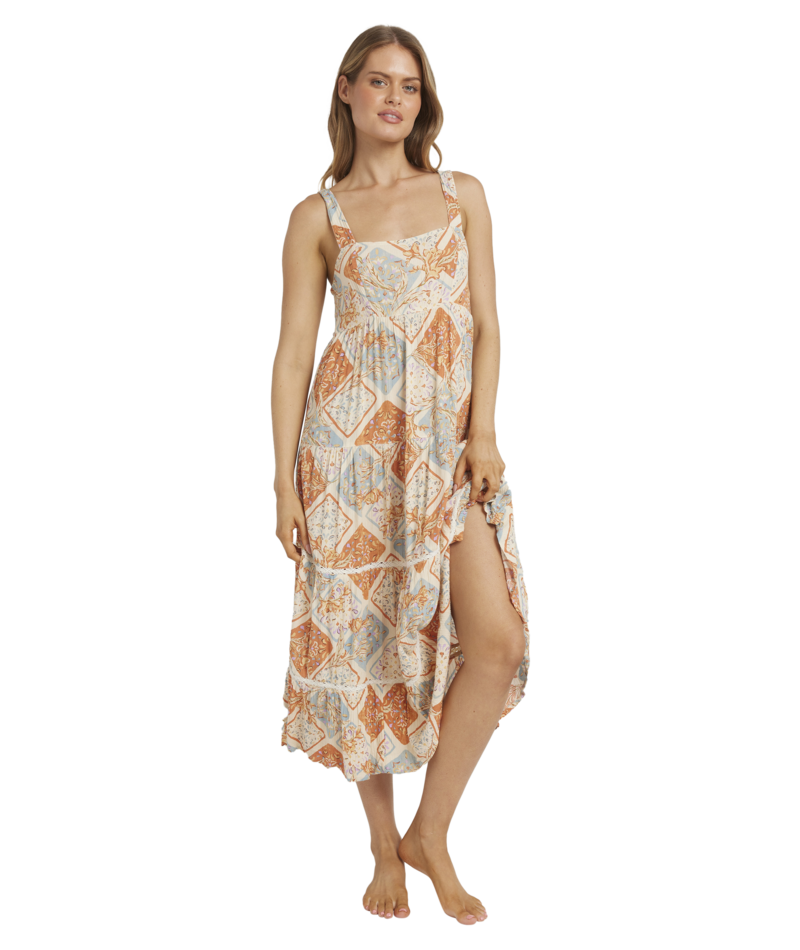 Billabong Forever Folk Shine Midi Dress in WHITECAP