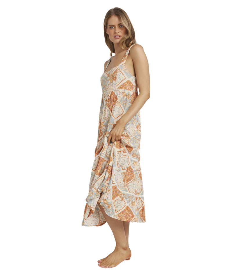 Billabong Forever Folk Shine Midi Dress in WHITECAP