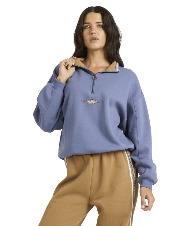 Billabong Wave Break Half Zip Crew in STONE BLUE