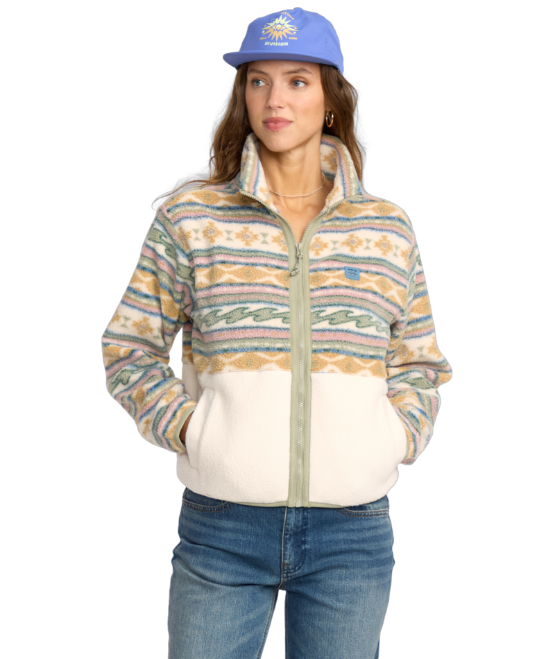 Billabong Rock Jetty Mock Neck Zip Flc in WHITECAP