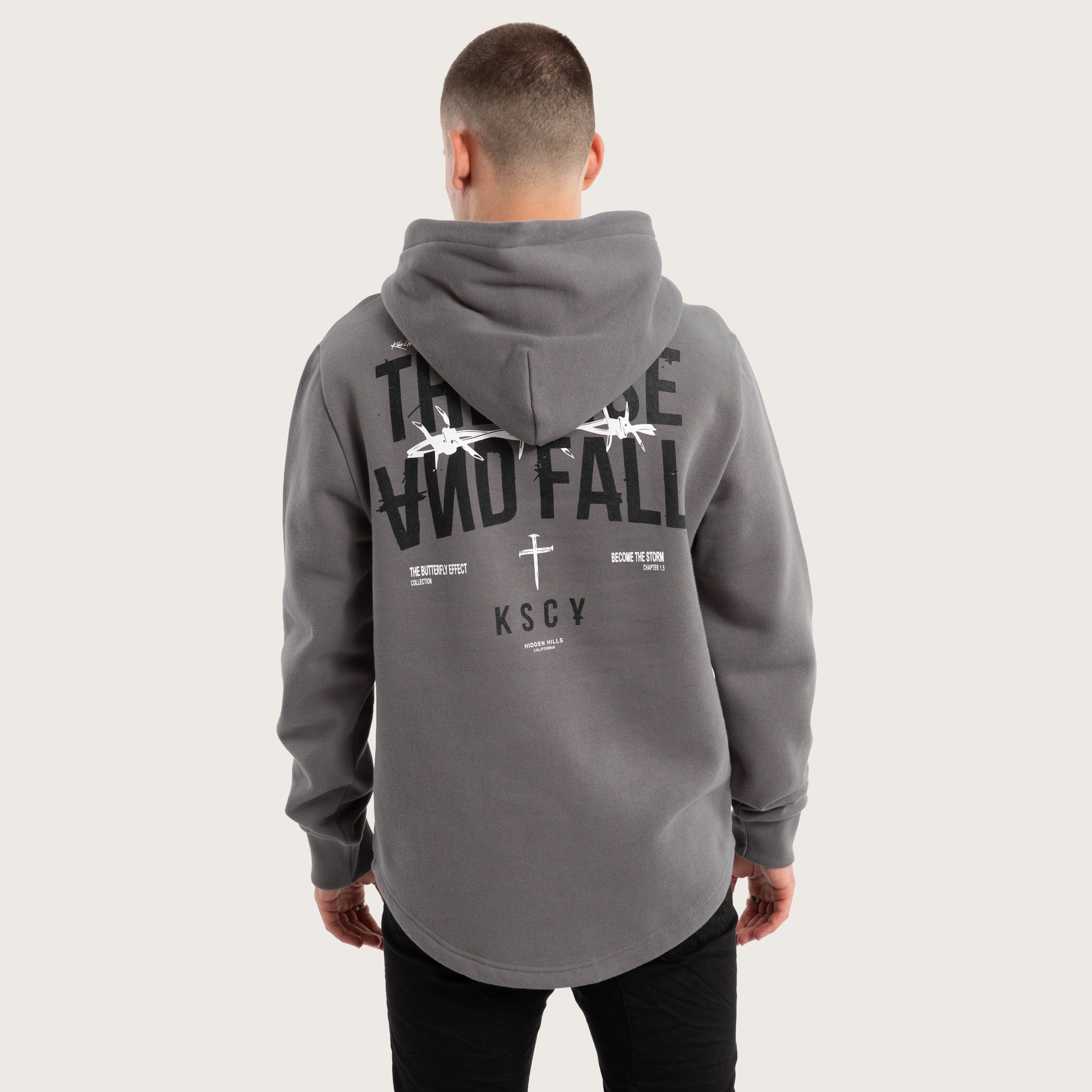 Kiss Chacey Diluted Dual Curved Hoodie in Charcoal