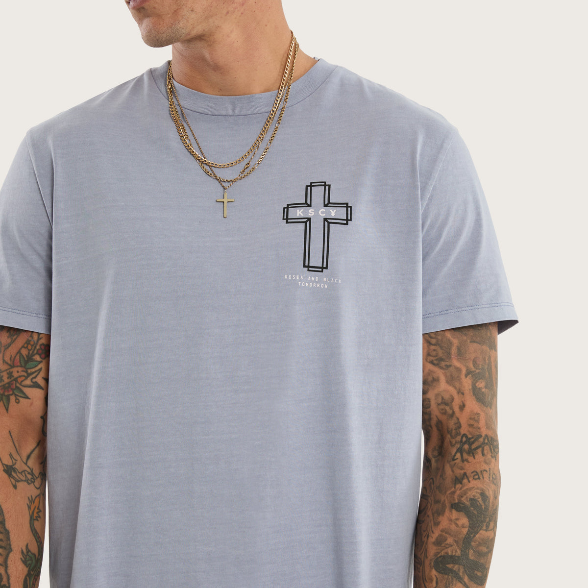 Kiss Chacey Sanctus Dual Curved Tee in Pigment Lavender