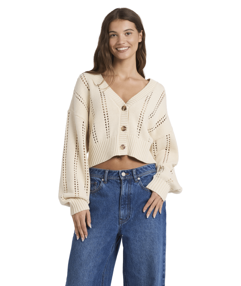 Roxy Sunlaced Cardi in PARCHMENT