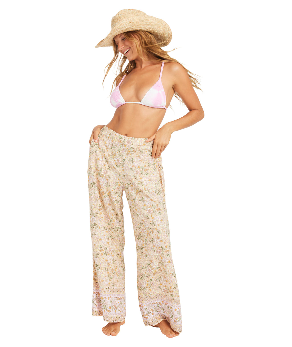 Roxy Garland Wide Leg Pant in STONE