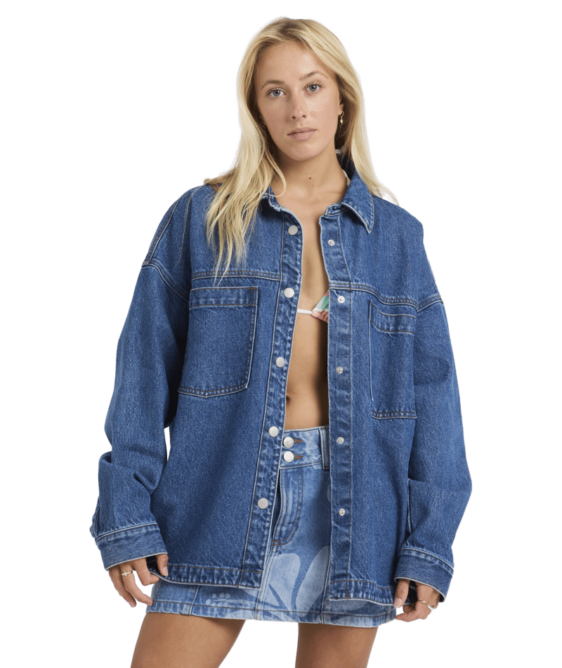 Roxy Backslider Denim Jacket in BLUE
