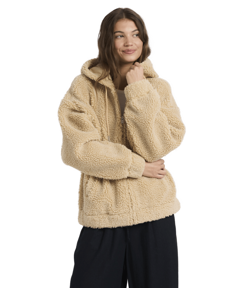Roxy City Track Zip Polar Fleece in WHEAT