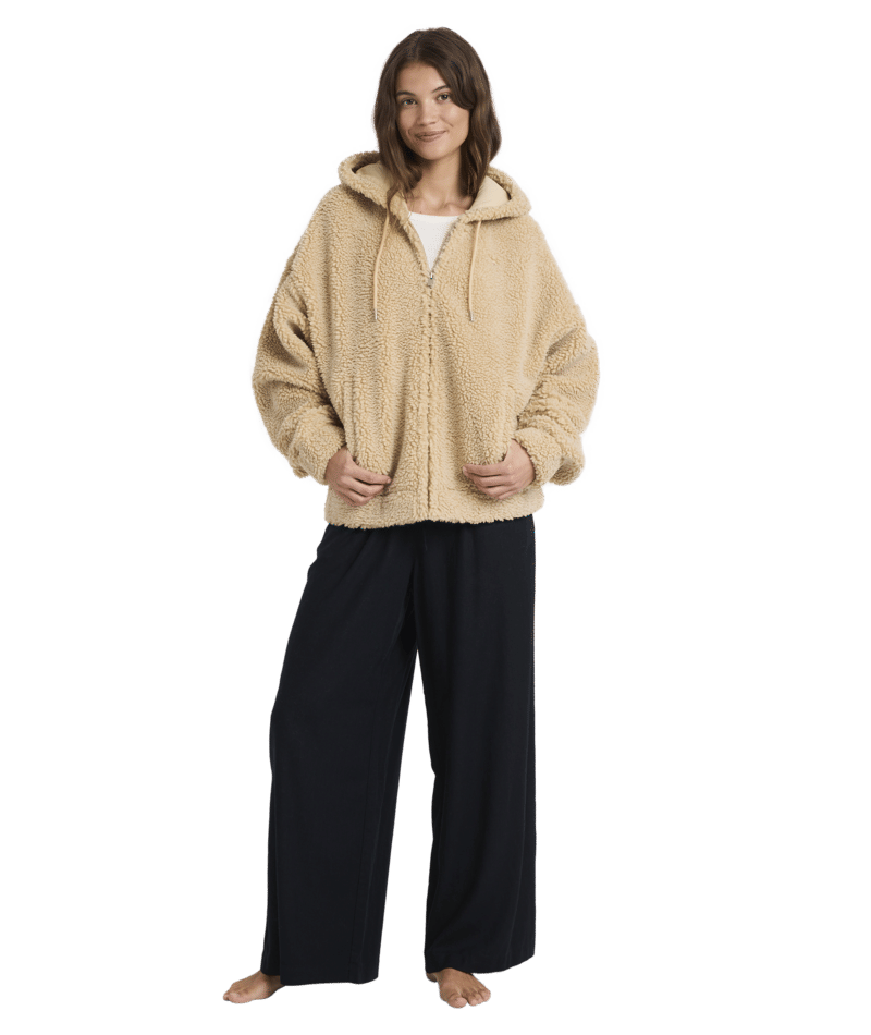 Roxy City Track Zip Polar Fleece in WHEAT
