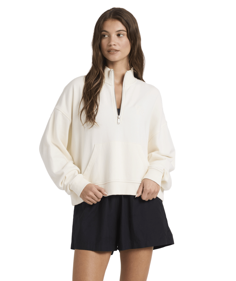 Roxy Movin Up Half Zip in BONE