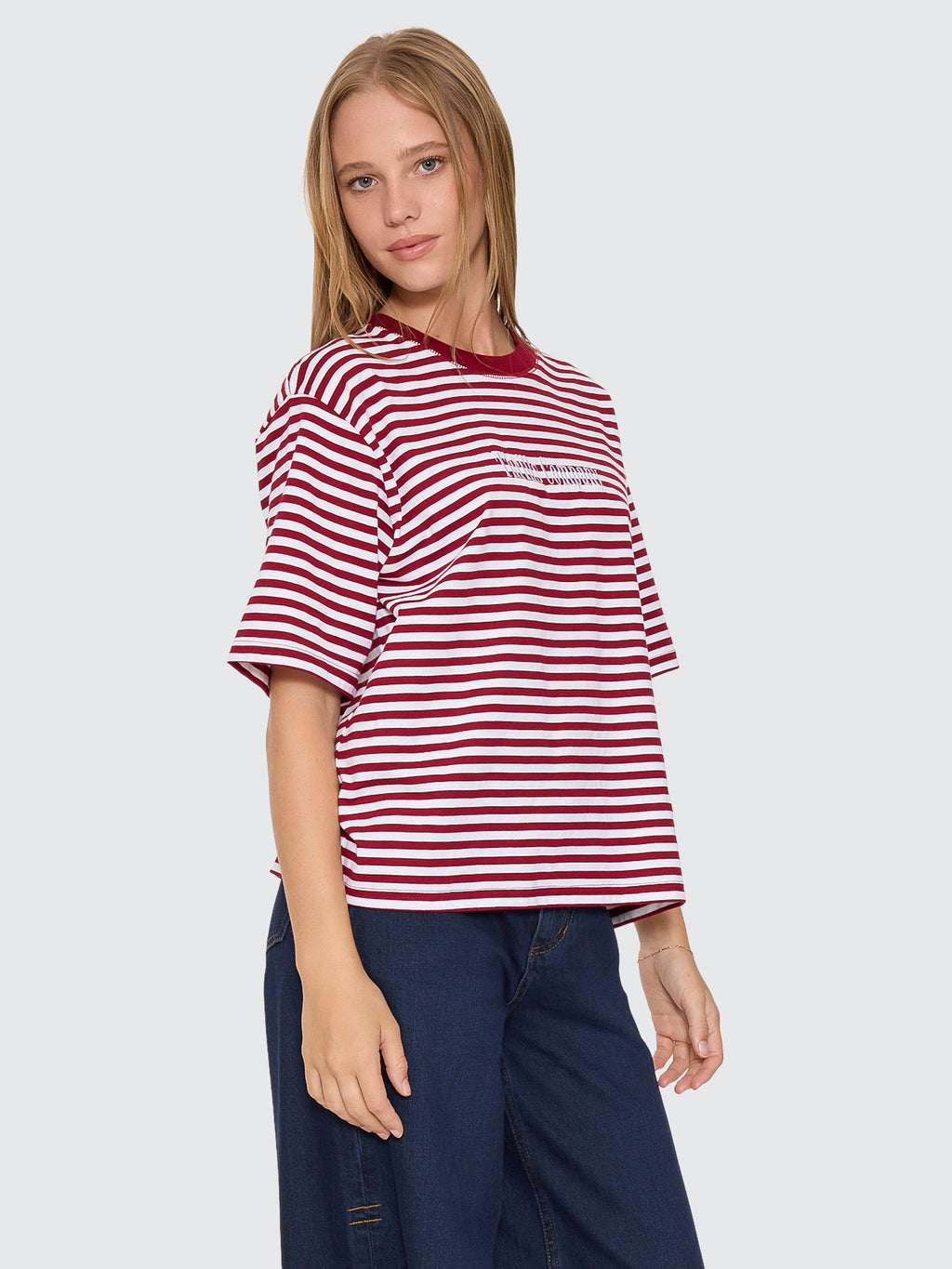 Thrills Co Primitive Stripe Square Tee - Sour Cherry Stripe in Sour Cherry Stripe