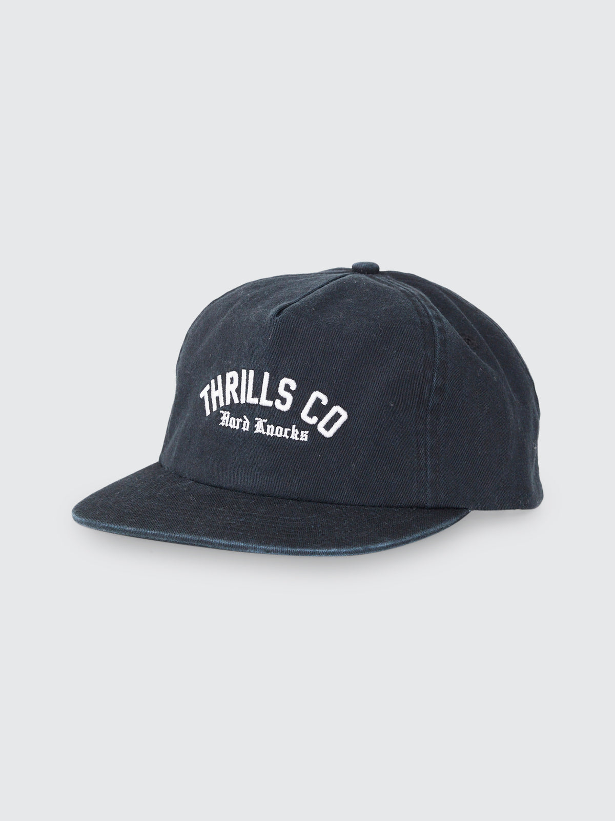 Thrills Co Hard Knocks College 5 Panel Cap - Black in Black