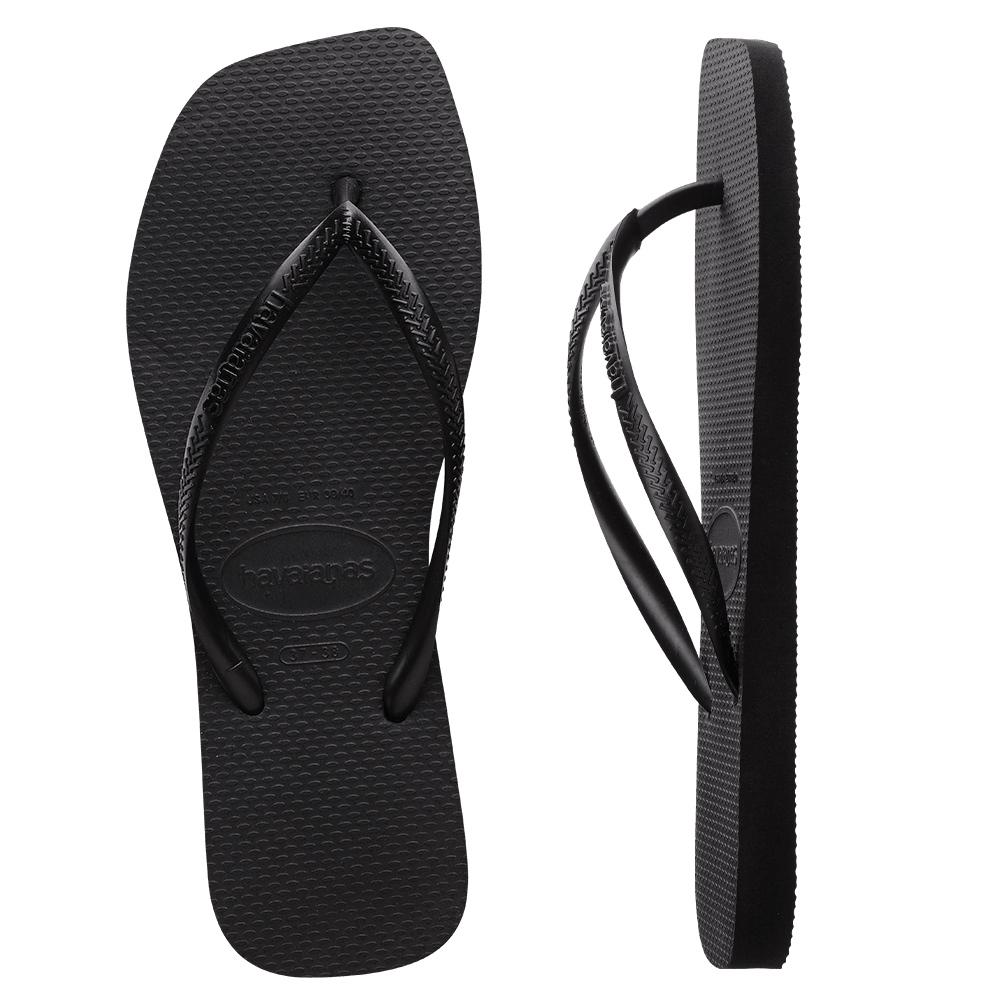 Havaianas Slim Square Solid Black in Black