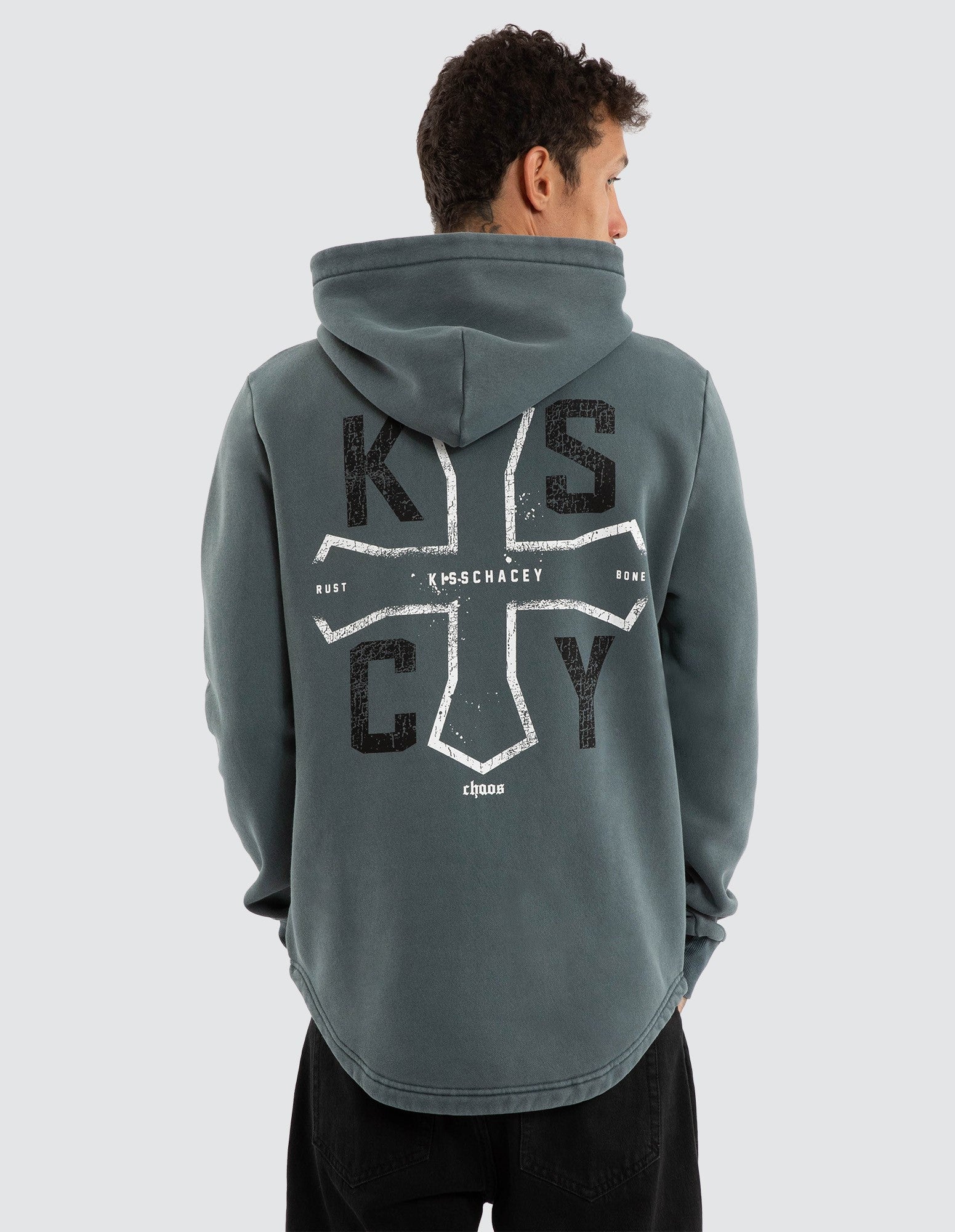 Kiss Chacey Tension Dual Curved Hoodie in Pigment Stormy Weather